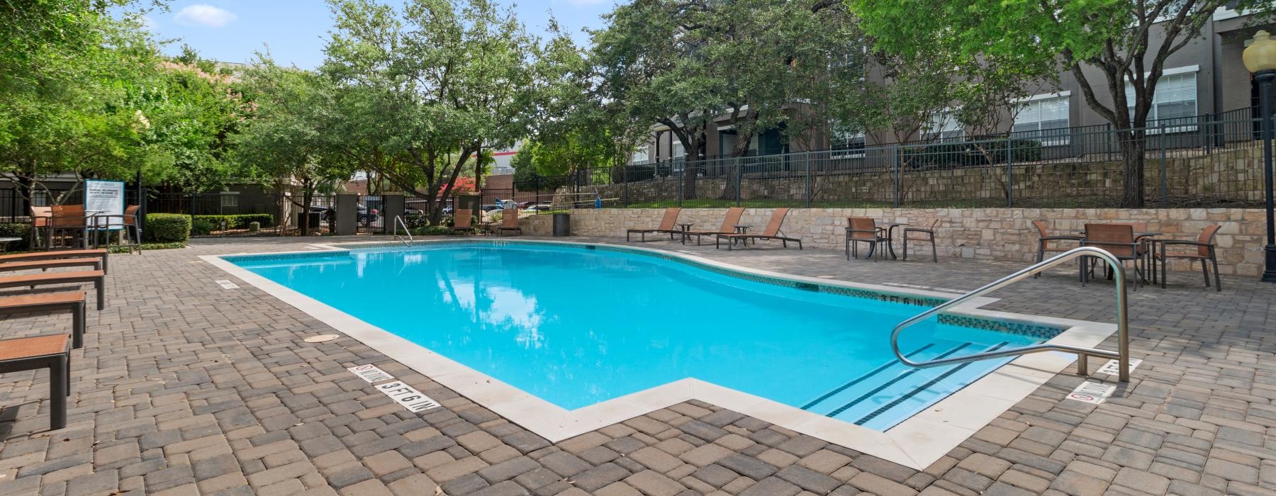 a swimming pool in a courtyard