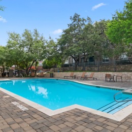 a swimming pool in a courtyard