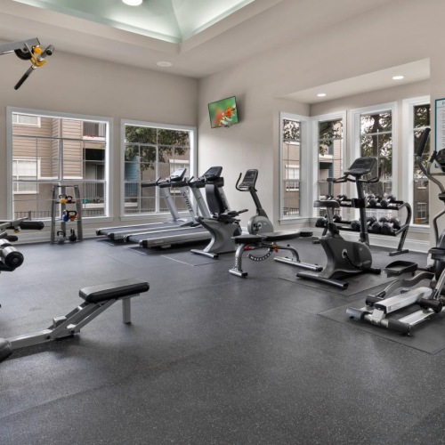 a gym with exercise equipment
