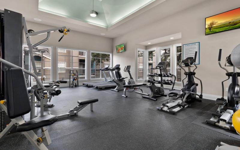 a gym with exercise equipment
